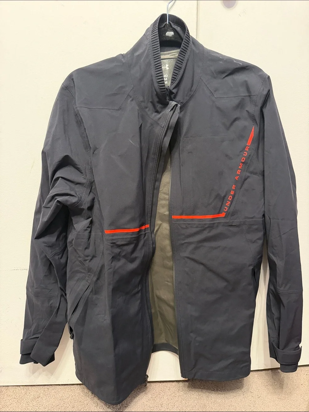 Medium Under Armour Men's Black Jacket with Red Accents